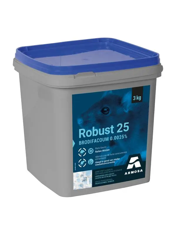 Robust 25 – Difenacoum 0,0025% (Seau 3 kg) (dose de +/-10g)
