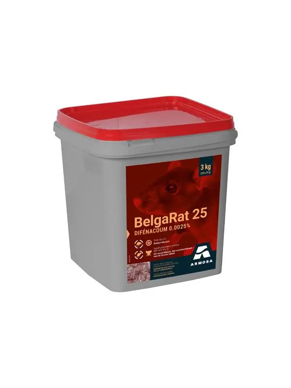 BelgaRat 25 – Difenacoum 0,0025% (Seau 3 kg)